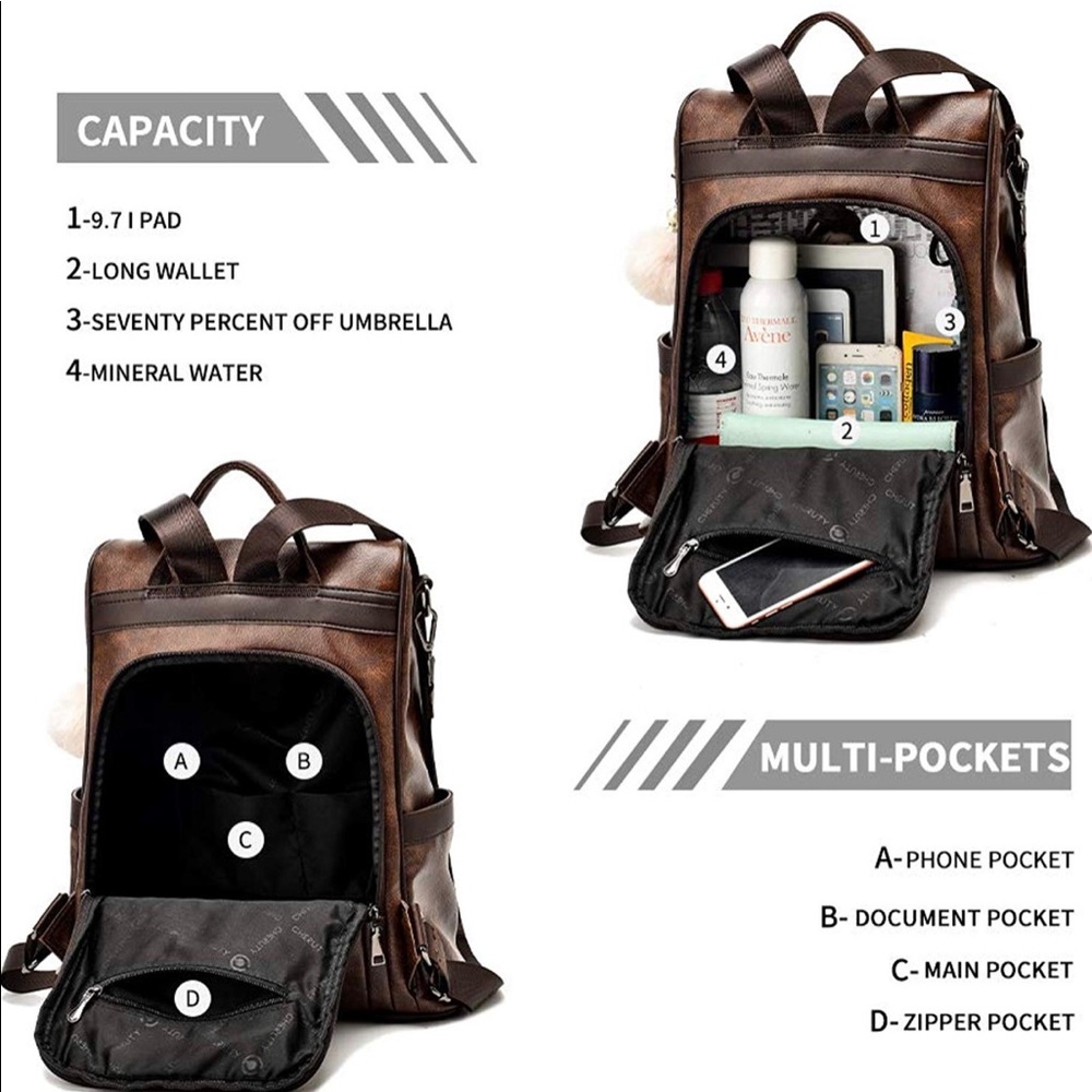 Trendy Leather Backpack 🎒 - Picture 4 of 5
